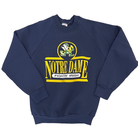 Vtg Notre Dame Fighting Irish Sweatshirt Mens Medium Fruit Of The Loom - Picture 1 of 7